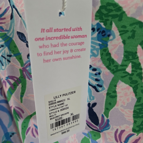 NWTs Lilly Pultizer Cannavale Knit Top Size XL Multi Seacret Escape - Picture 4 of 8